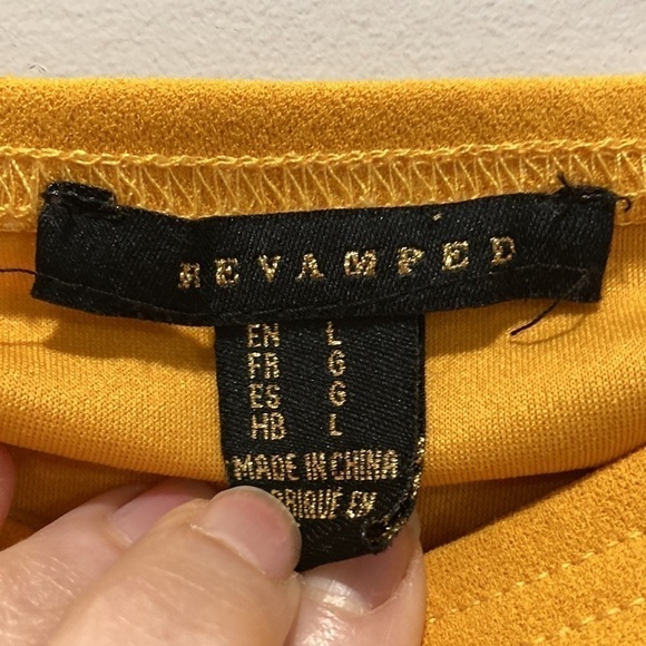 Revamped Mustard Yellow Cut-Out Dress Large - Picture 12 of 13